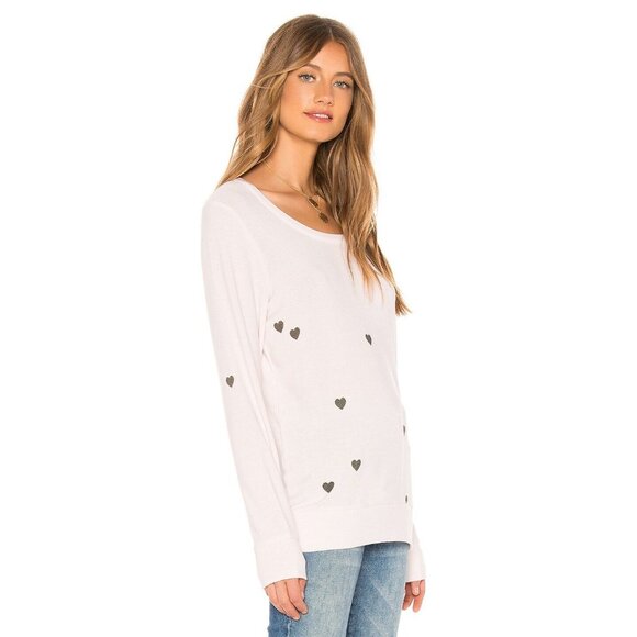 Chaser Tiny Hearts Lightweight Sweatshirt Pearl Pink - Picture 2 of 5